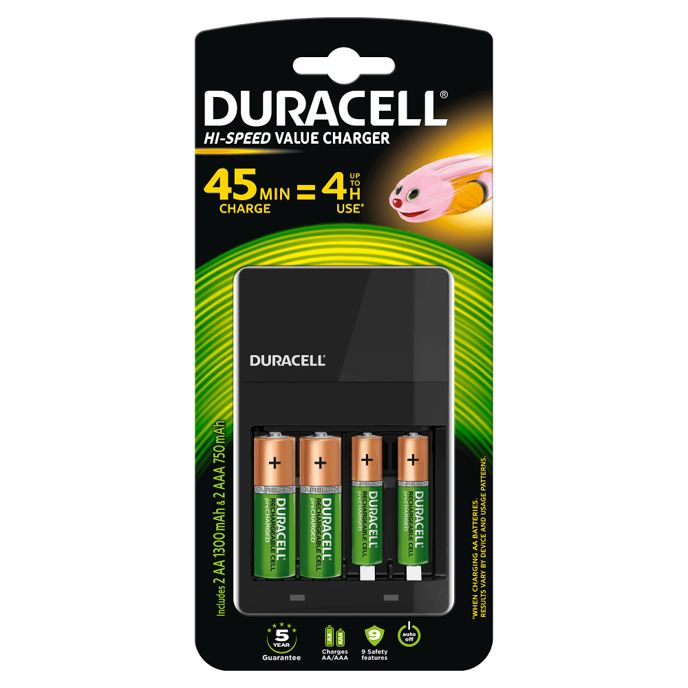 Duracell All-in-one charger inc. 2xAA + 2xAAA